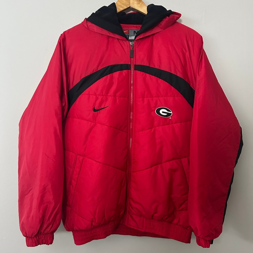 Nike Georgia Bulldogs Jacket Mens‎ M Red Black Team Puffer Bubble Coat Y2K VTG